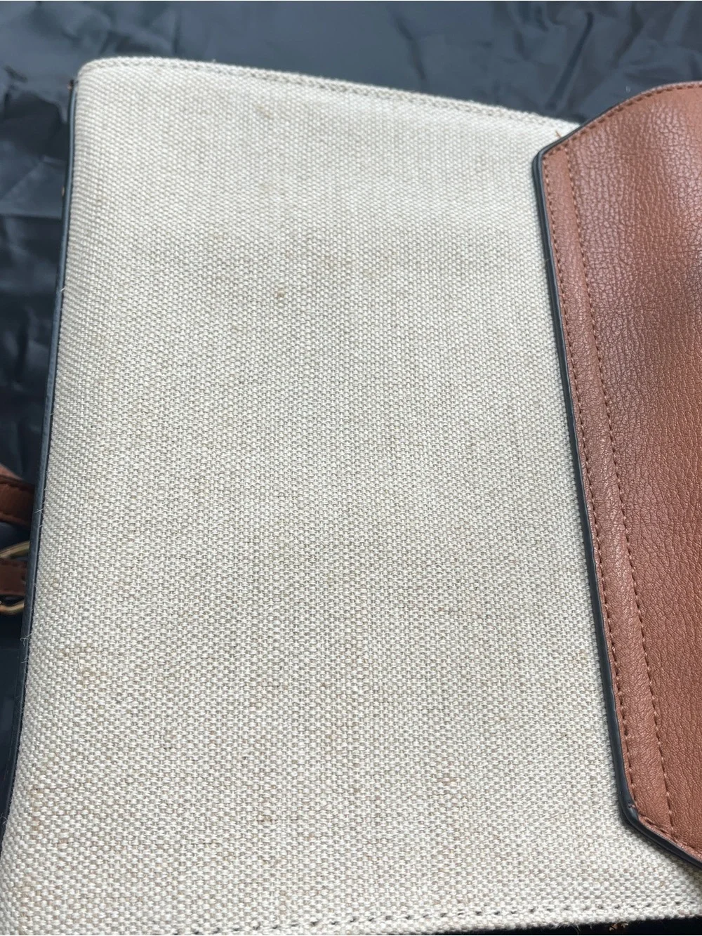 Dune London Canvas Brown Leather Top Handle Satchel Crossbody Bag